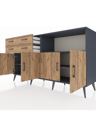 Kronos Konsol 4 Raflı 4 Çekmeceli 4 Kapaklı 176x59x99 Antrasit-ça Antrasit-çam Kronos Konsol 4 Raflı 4 Çekmeceli 4 Kapaklı 176x59x99 Antrasit-ça Antrasit-çam