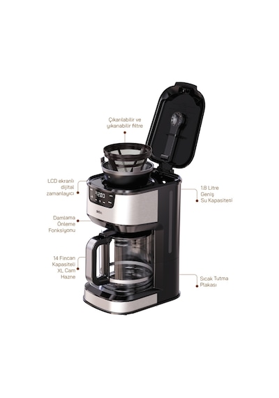 Scm-9041 Otomatik Zaman Ayarlı Xl 14 Fincan Filtre Kahve Makinesi Dijital Göstergeli