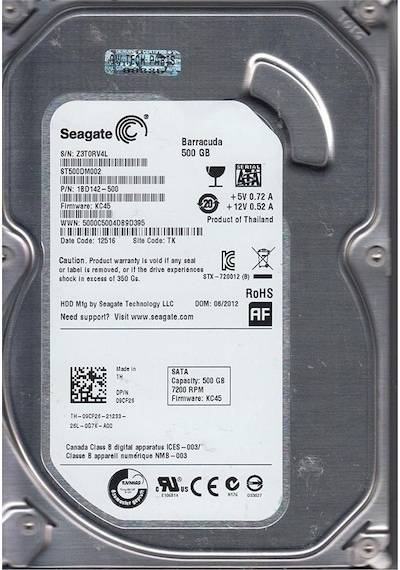 Seagate ST500DM002 3.5" 500 GB 7200 RPM Barracuda SATA 3 HDD