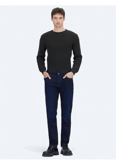 Kip Lacivert Düz Slim Fit Denim Pamuk Karışımlı Pantolon Lacivert
