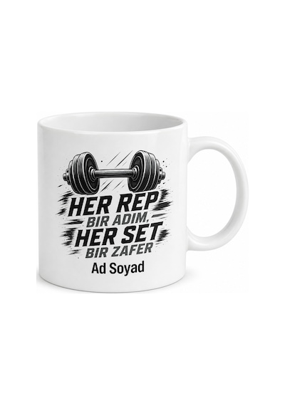 Fitness Antrenörü Personal Trainer Protein Tozu Baskılı Porselen Kupa Hediye Beyaz / Çok Renkli