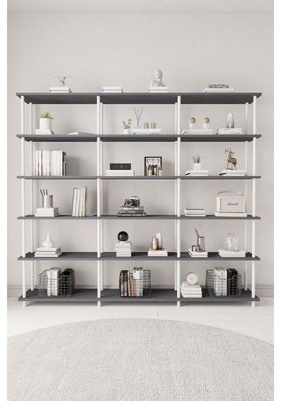 Çevir Kur 200 Cm Antrasit Kitaplık Bd 200 177 29 Cm Antrasit