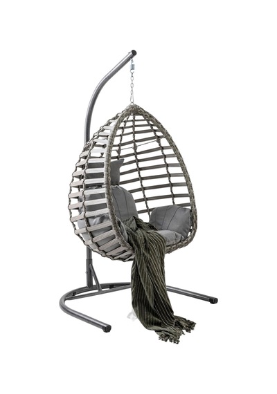 Capri Swing Gümbet Tekli Rattan Bahçe Balkon Salıncağı Gri Çok Renkli