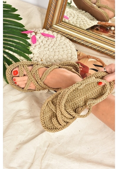 Fox Shoes F470135104 Kumaş Kadın Sandalet Altın