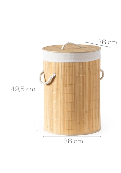 Porsima Pbt-052 Kapaklı Kirli Çamaşır Sepeti Yuvarlak - Bambu Kirli Çamaşır Sepeti Bambu