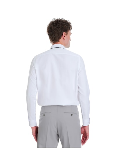 Hatemoğlu Beyaz Slim Fit 100% Pamuk Slim Yaka Pamuklu Uzun Kollu Gömlek 1996519 Beyaz
