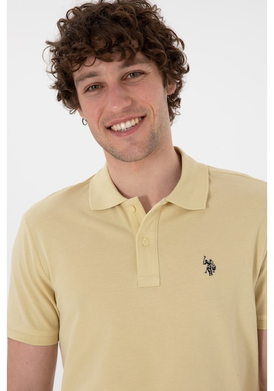 U.S. Polo Assn. Erkek Slim Fit Polo Yaka Açık Haki Basic Tişört 50297984-VR183