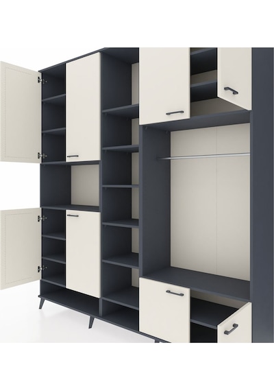 Hyperion Dolap 18 Raflı 8 Kapaklı Tek Askılı 220x44x243 Antrasit-aytaşı/antrasit Aytası/antrasıt Hyperion Dolap 18 Raflı 8 Kapaklı Tek Askılı 220x44x243 Antrasit-aytaşı/antrasit Aytası/antrasıt