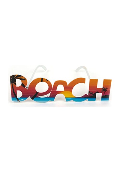 Beach Yazılı Parti Gözlüğü Yaza Merhaba Hawaii Show Gözlüğü 19x6 Cm Altın Ve Çok Renkli