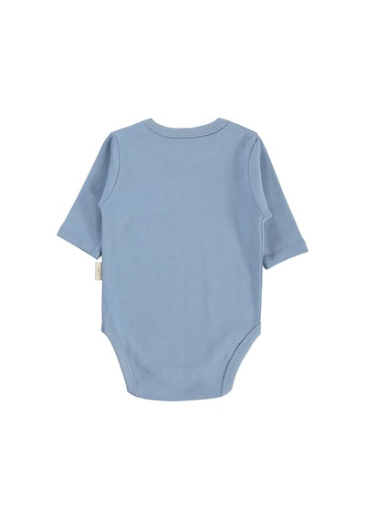 Civil Baby Organik Pamuklu U Kol 0-18 Ay Çıtçıtlı Badi - Mavi 12-18 Ay Mavi
