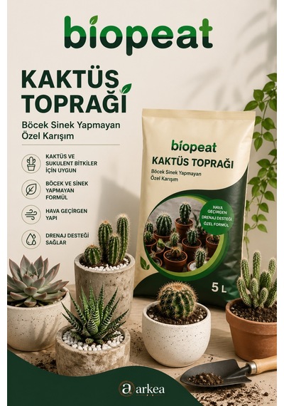 5 Lt Kaktüs Toprağı Sukulent Ve Kaktüsler İçin Hava Geçirgen Özel Karışım 1000