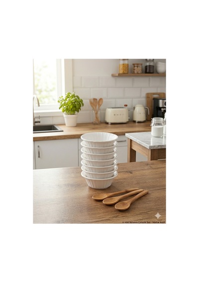 12 Cm Melamin Müsli Ve Hoşaf Kasesi Çerezlik Çorba/salata Kase 400 Ml 6 Adet Sosluk,atıştırmalık Beyaz