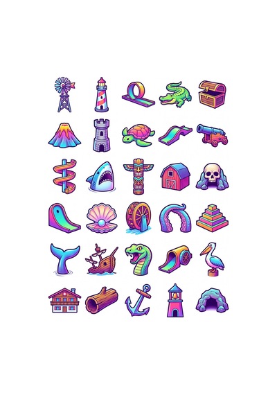 30 Adet Retro Neon Mini Golf Sticker Seti - Laptop, Ajanda, Matara İçin Çok Renkli