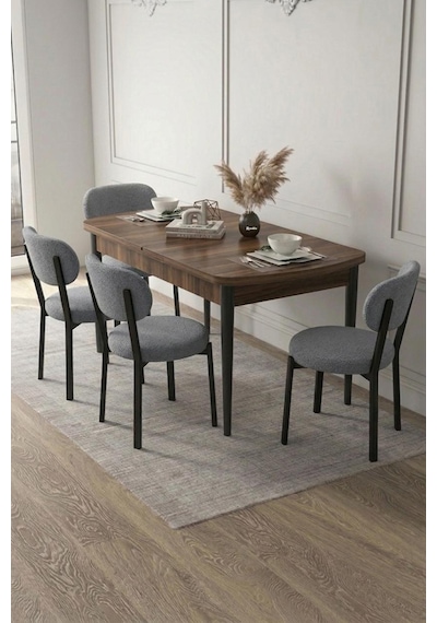 Renlife 4 Kişilik Açılır Mutfak Masa Takımı Yemek Masası Ve Sandalye Seti Metal Ayaklı Kemençe Gri Renlife 4 Kişilik Açılır Mutfak Masa Takımı Yemek Masası Ve Sandalye Seti Metal Ayaklı Kemençe Gri