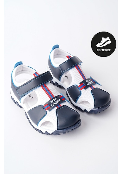 Muggo Tweety Garantili Günlük Ortopedik Hafif Taban Önü Kapalı Cırtlı Unisex Çocuk Sandalet Lacivert - Beyaz