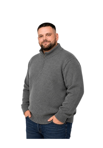Battalmoda Erkek Büyük Beden Füme Hattush Dik Yaka Cepli Triko Hırka 3xl-4xl-5xl-6xl