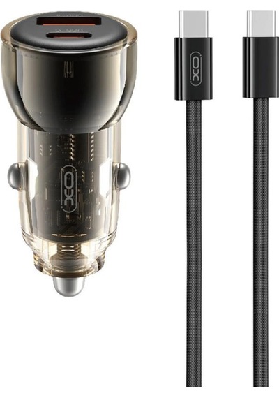 Cc60 Araç Içi Şarj Cihazı Type-c,60w Çift Hızlı Şarj Usb-a Ve Usb-c Çıkışlı