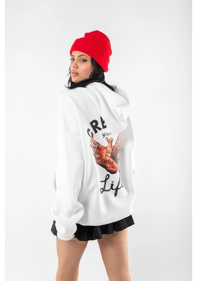 Tarzsokak Free Gangster Baskılı Oversize Unisex Beyaz