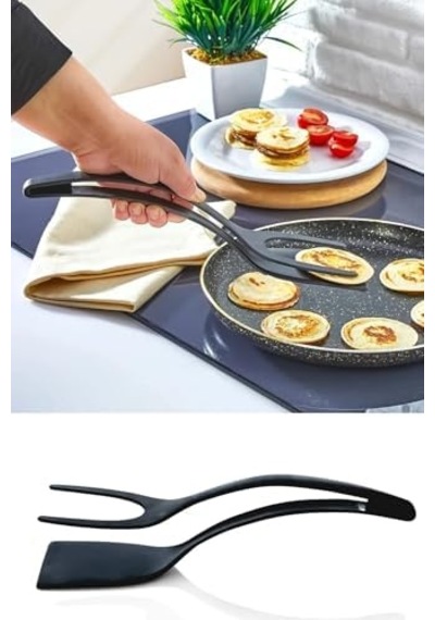 1 Adet Pratik Yanmaz Yapışmaz Teflon Maşalı Spatula- 220 Dereceye Dayanıklı Teflon Servis Set 0