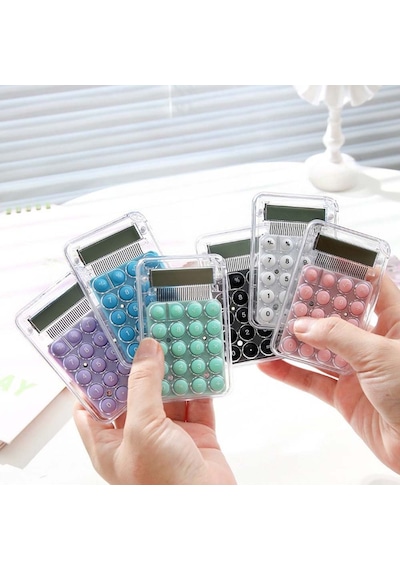 Mini Hesap Makinesi Silikon Tuşlu Lcd Ekran 8 Haneli Şeffaf Mini Hesap Makinesi Ebat 8,5cm X 5,4cm Mavi