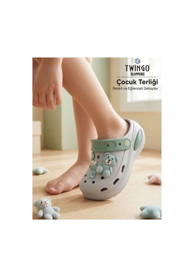 Twingo Çocuk Emojili Cross Ortopedik Günlük Terlik Unisex Gri