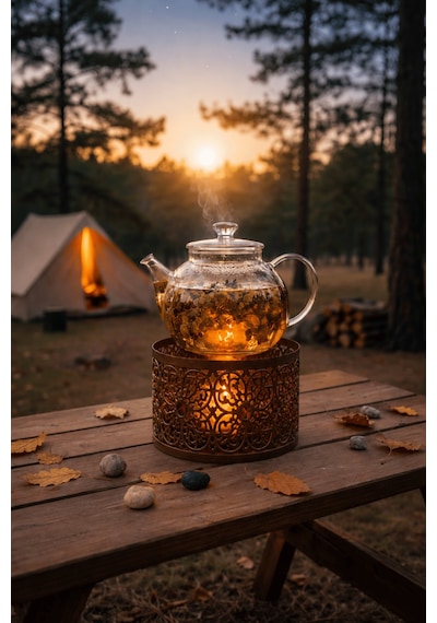 Osmanlı Ocağı Jel Yakıtlı Masaüstü Çay Isıtıcı Kamp Piknik Ve Restoran Tipi Ocak Kahverengi