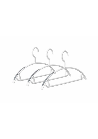 Microcase Plastik Kaliteli Kaydırmaz Pad'li Elbise Askılığı 3 Adet Al5710 Beyaz