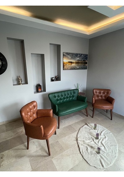Azra Mobilya Azra Aksesuar Deri Ofis Koltuk Takimi Mobilya Takımı Balkon Koltuğu Ofis Büro Koltuğu - Deri Yeşil