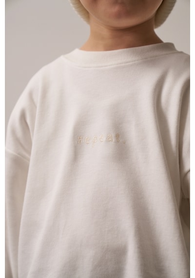 Oh La La Koala Beyaz Nakışlı Oversize Uzun Kollu T-shirt Beyaz