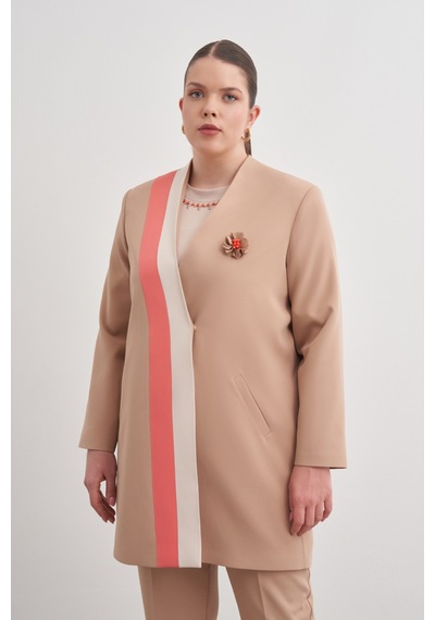 Aker Renkli Garni Detaylı Kap Camel Camel