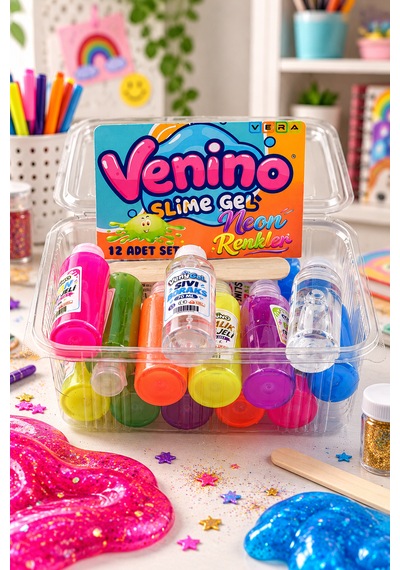 Venino Mega Slime Yapım Seti Kırmızı - Mavi - Pembe - Yeşil - Sarı
