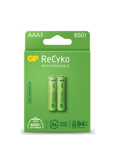 Gp Şarjlı Pil AAA İnce 650MAH Ni-MH 2 Adet Gp Recyko