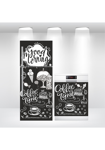 Buzdolabı Ve Bulaşık Makinesi Kapak Folyo Kaplama Coffee Time (382550647)