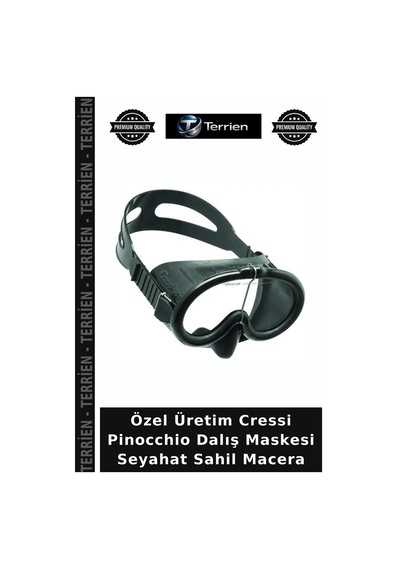 Özel Üretim Cressi Pinocchio Dalış Maskesi Seyahat Sahil Macera Dark