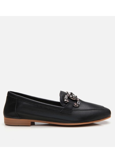Hotiç Kadın Deri Siyah Tokalı Klasik Loafer