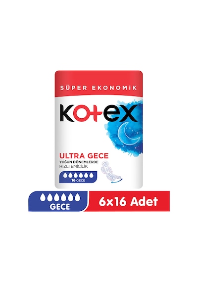 Kotex Ultra Gece Hijyenik Ped Gece 6 x 16'lı