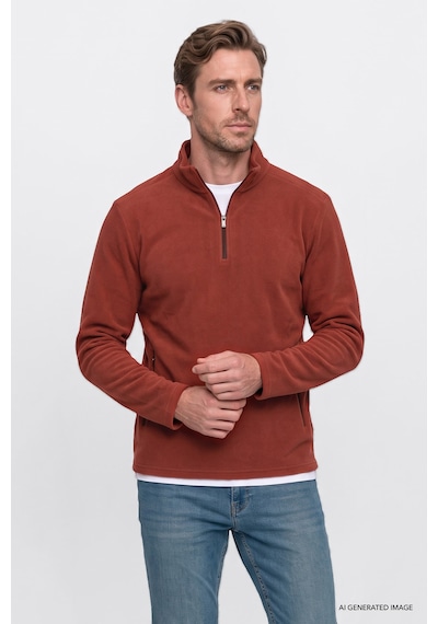 Ac&Co / Altınyıldız Classics Erkek Acıkahve Sıcak Tutan Standart Fit Normal Kesim Bato Yaka Çift Fleto Cepli Sweatshirt Polar
