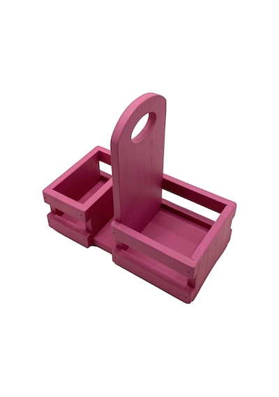 Ahşap Doğal Baharatlık Yağdanlık Ve Peçetelik Takımı Kare 1 Set Ihlamur Pembe