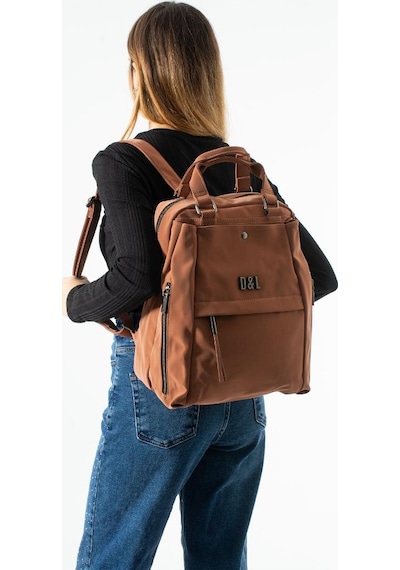Baginn Nubuk-süet Dokulu Kadın Sırt Çantası Vegan Deri 35 29 Cm İster Elde İster Sırtta Fonksiyonel 19a Taba