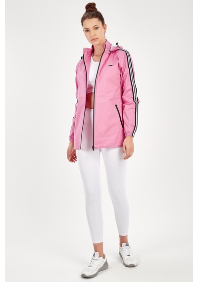 Maraton Sportswear Regular Kadın Kapşonlu Uzun Kol Basic Pembe Ceket 19353 Pembe