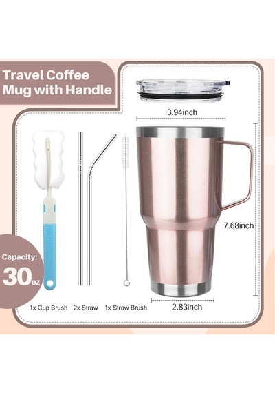 30oz Saplı Bardak, Paslanmaz Çelik Yalıtımlı Kapaklı Ve Pipetli Bardak, Çift Duvarlı Vakum Yalıtımlı Kahve Kupası Bardak, Soğuk Ve Sıcak İçin Yalıtımlı Kahve Termal Kupası Gül Altın Çok Renkli 30oz Saplı Bardak, Paslanmaz Çelik Yalıtımlı Kapaklı Ve Pipetli Bardak, Çift Duvarlı Vakum Yalıtımlı Kahve Kupası Bardak, Soğuk Ve Sıcak İçin Yalıtımlı Kahve Termal Kupası Gül Altın Çok Renkli