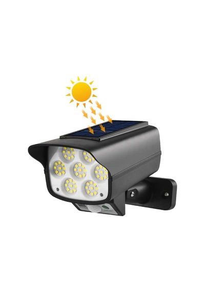 Sh-863a Kamera Görünümlü 63 Ledli Solar Şarjli Lamba Siyah Siyah
