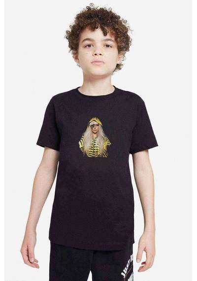 Tshirthane Lady Gaga Yellow Baskılı Unisex Çocuk Siyah T-Shirt