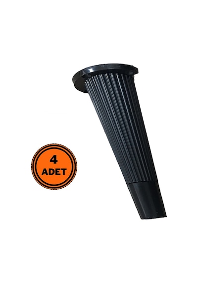 4 Adet Stil Açılı Konik Plastik Mobilya Ayak Siyah Altın 16 Cm Koltuk Ayağı