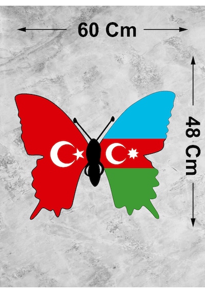 Azerbaycan Türkiye Kelebek Sticker -araba Oto Araç Motosiklet Karavan Cam Laptop Sticker - 01845 60X48 Cm