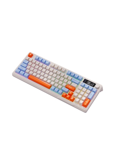 M96 Kablosuz 2.4ghz Kablosuz + Bt Çift Modlu Klavye Led Ekranlı Oyun Klavyesi İle Pbt Knob Rainbow