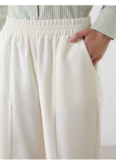Lcw Modest Ekru Beli Lastikli Kadın Pantolon