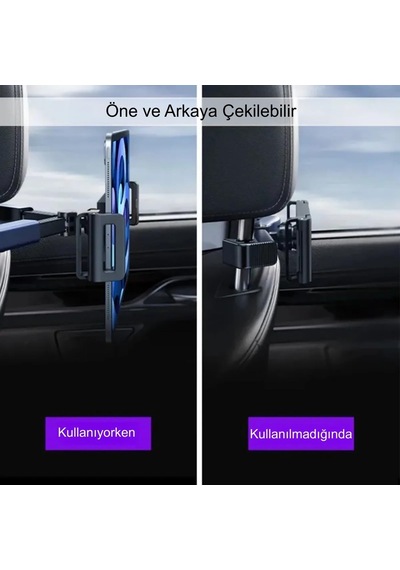Araba Kafalık 12.9 İnç Araç Arka Koltuk Evrensel Tablet Ve Telefon Tutucu 360 Dönebilir Diğer