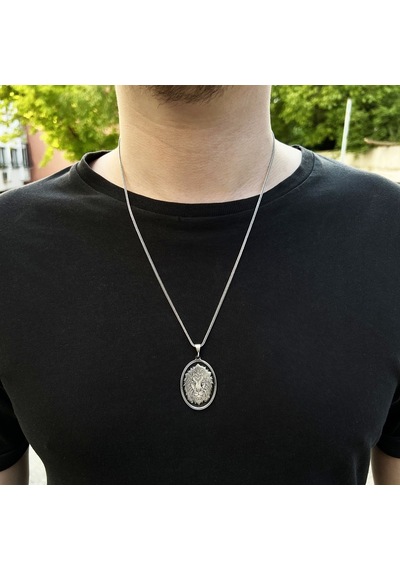 925 Ayar Gümüş Aslan Model Erkek Kolye 552406823