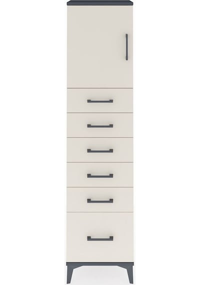 Arges Dolap Tek Raflı 6 Çekmeceli Tek Kapaklı 44x30x182 Antra... Antrasit